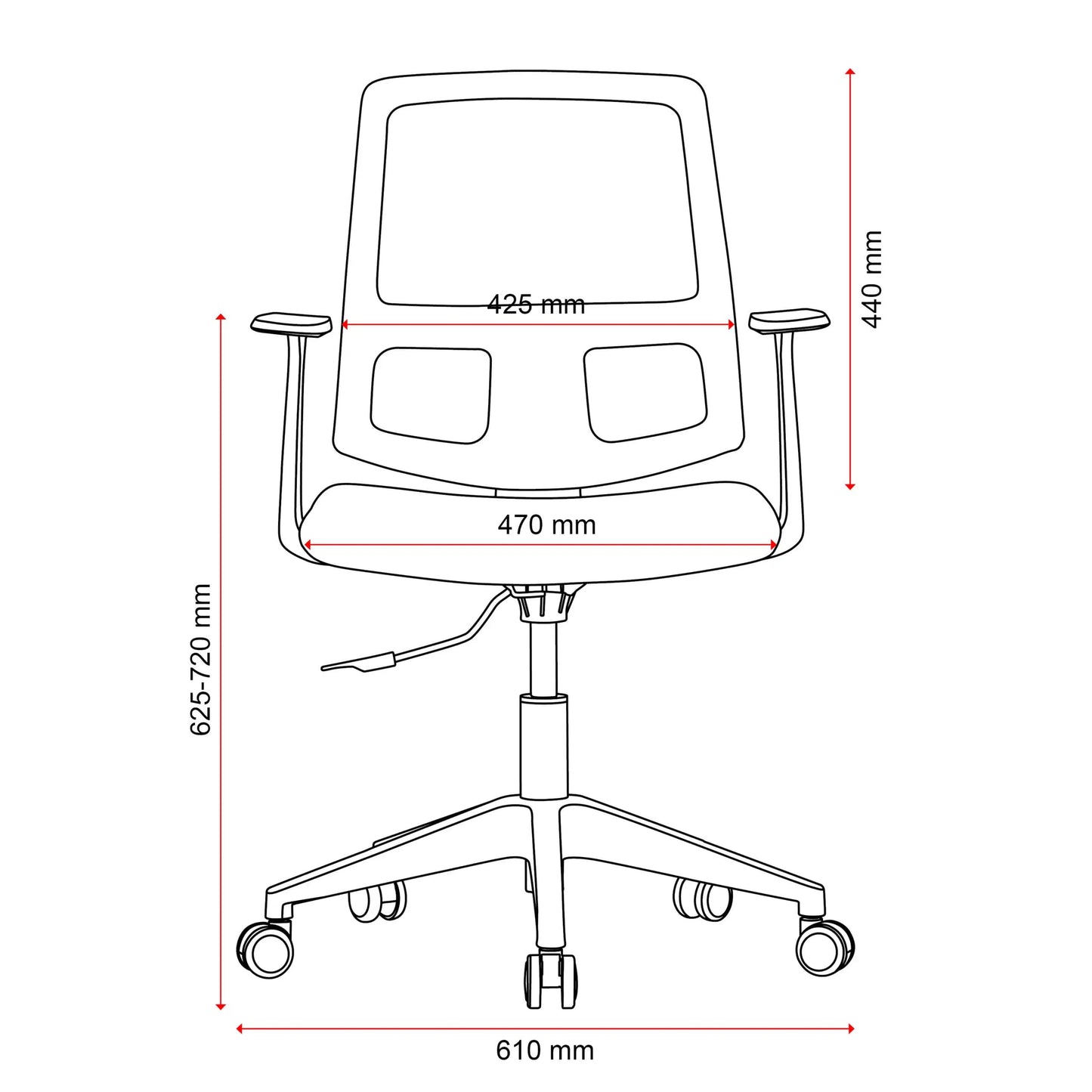 Mondo Brook Mesh Mid Back Chair w/ Arms