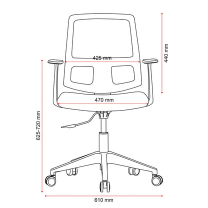 Mondo Brook Mesh Mid Back Chair w/ Arms