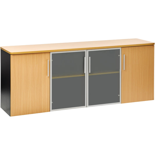 Pulse 2 Glass 2 Melteca Doors Credenza 1800 - Beech-Credenza-Smart Office Furniture