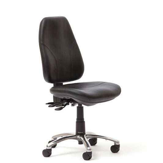 Strauss 3 in Leather with Polished Alloy Base-Task Chair-Smart Office Furniture