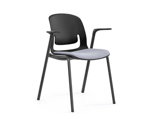 Sylex Black Pallete 4-Leg Steel Chair w/Arms (Indent)