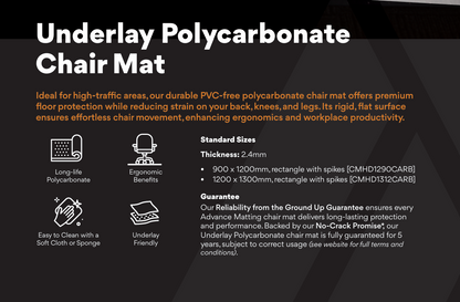 Underlay Polycarbonate Chair Mat Rectangle With Spikes 900x1200mm